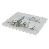 Planche À Découper Aquarelle Forêt de sapins rustiques hiver (Coin)