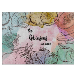 Planche À Découper Aquarelle Fruit Personnalisé Festif