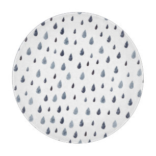 Planche À Découper Aquarelle gouttes de pluie, indigo motif sans soud