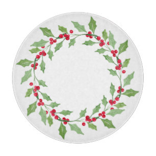Planche À Découper Aquarelle Holly Wreath