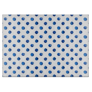 Planche À Découper Aquarelle indigo bleu pois motif