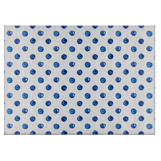 Planche À Découper Aquarelle indigo bleu pois motif (Devant)