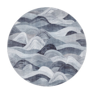Planche À Découper Aquarelle Indigo Vague sans fil
