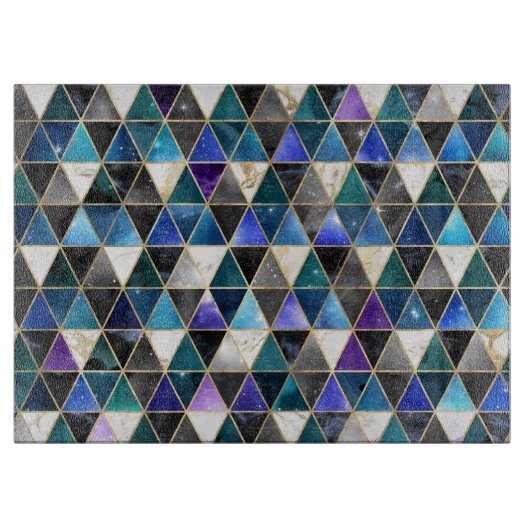 Planche À Découper Aquarelle Isométrique avec or et marbre Galaxy (Devant)