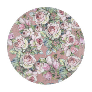Planche À Découper Aquarelle Jardin : Rose Tulip Elégance.