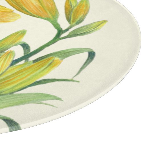 Planche À Découper Aquarelle Jaune Lys Floral Illustration (Coin)