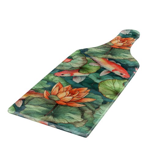 Planche À Découper Aquarelle Koi et plan d'eau (Coin)