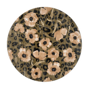 Planche À Découper Aquarelle léopard floral : Motif sans fin