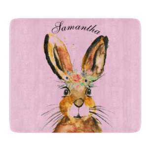 Planche À Découper Aquarelle mignonne Lapin Lapin Lièvre Pâques Flora