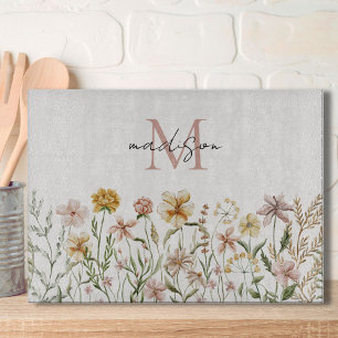 Planche À Découper Aquarelle monogramme Fleur sauvage Floral de prair