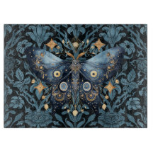Aquarelle mystique Bleu et doré Night Moth