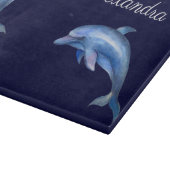 Planche À Découper Aquarelle nautique Dolphin Marine Côte bleue (Coin)