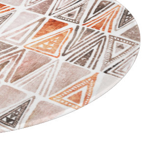 Planche À Découper Aquarelle Pastel Terracotta Triangles Tribales