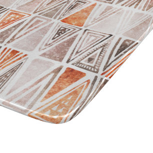 Planche À Découper Aquarelle Pastel Terracotta Triangles Tribaux