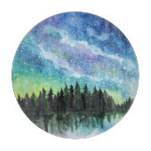 Planche À Découper Aquarelle paysage nocturne, Voie Lactée (Devant)