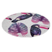 Planche À Découper Aquarelle Perroquets : Tropical Ultra-Violet Chic. (Coin)