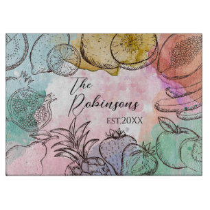 Planche À Découper Aquarelle personnalisée Festive Fruit
