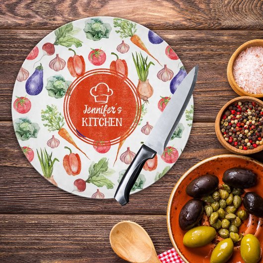 Planche À Découper Aquarelle personnalisée Légumes Cuisine