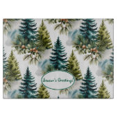 Planche À Découper Aquarelle Pine Motif Elégant hiver (Devant)