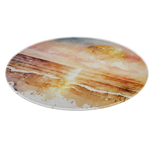 Planche À Découper Aquarelle Plage Design 1 (Coin)