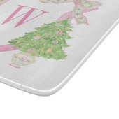 Planche À Découper Aquarelle rose Arbre de Noël Monogramme Crest (Coin)