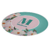 Planche À Découper Aquarelle Rose Ballerina Floral Monogram Circle (Coin)