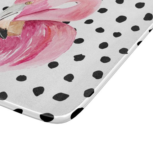 Planche À Découper Aquarelle rose exotique moderne Flamant rose & poi (Coin)