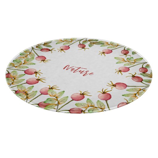 Planche À Découper Aquarelle rose hanches (Coin)