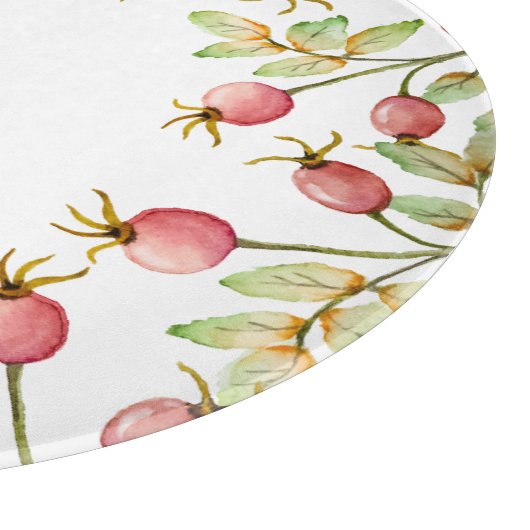 Planche À Découper Aquarelle rose hanches (Coin)