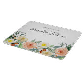 Planche À Découper Aquarelle rose Pêche Fleurs La Cuisine De (Coin)