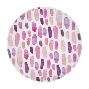 Planche À Découper Aquarelle : Rose, Violet Motif.