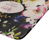 Planche À Découper Aquarelle Roses rose et jaune sur Noir, Anniversai (Coin)