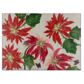 Planche À Découper Aquarelle rouge rustique Poinsettia Flore Verdure (Devant)
