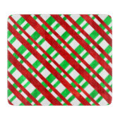 Planche À Découper Aquarelle rouge vert Diagonal Plaid (Devant)