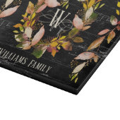 Planche À Découper Aquarelle rustique Autumn Wreath Monogramme Nom (Coin)