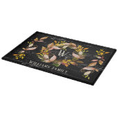 Planche À Découper Aquarelle rustique Autumn Wreath Monogramme Nom (Coin)