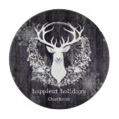 Planche À Découper Aquarelle rustique renne blanc violet (Devant)