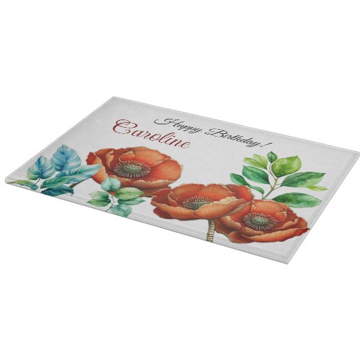 Planche À Découper Aquarelle Sublime Gras Rouge Papillons (Coin)