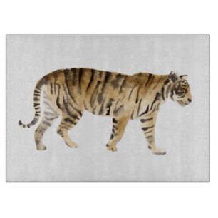 Planche À Découper Aquarelle Tigre Marcher
