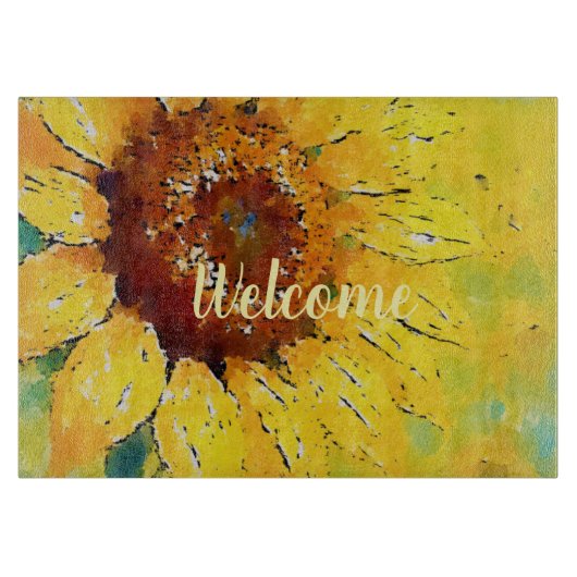 Planche à découper aquarelle tournesol (Devant)