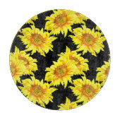 Planche À Découper Aquarelle tournesol noir sans couture Motif (Devant)