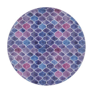 Planche À Découper Aquarelle transparente Violet motif floral