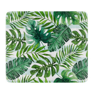 Planche À Découper Aquarelle Tropical Feuilles Green Modern
