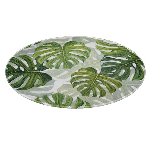 Planche À Découper Aquarelle tropicale de Monstera verte (Coin)