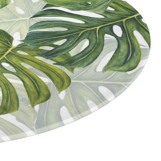 Planche À Découper Aquarelle tropicale de Monstera verte (Coin)
