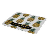Planche À Découper Aquarelle tropicale Motif ananas avec nom (Coin)