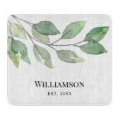 Planche À Découper Aquarelle Verdure Nom de famille (Devant)