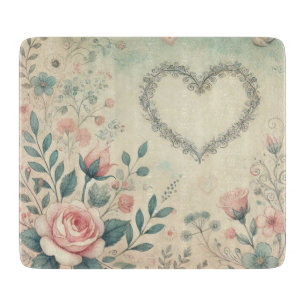 Planche À Découper Aquarelle vintage au coeur de Valentine