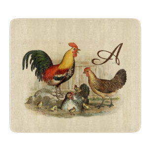 Planche À Découper Aquarelle Vintage rustique Rooster coloré poulet