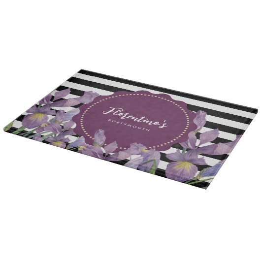 Planche À Découper Aquarelle violet Iris noir blanc Motif (Coin)